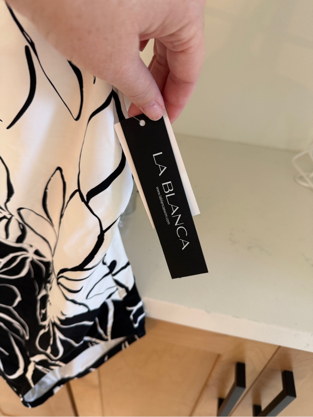 La Blanca Black and White One-Shoulder Floral One-Piece - Picture 4 of 4